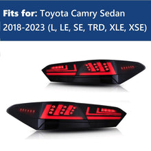 Pair Full Smoked LED Tail Lights for 2018-2024 Toyota Camry Tail Light Kits