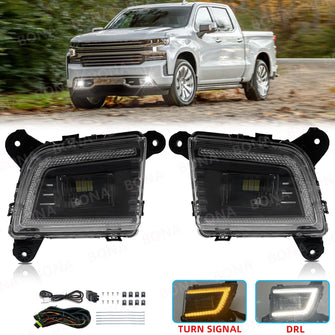 LED Fog Lights Lamps with DRL For 2019-2022 Chevy Silverado 1500 2500HD 3500HD