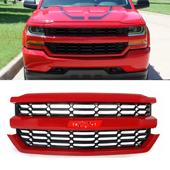 Red Color Front Bumper Grille Upper Grill For 2016-2018 Chevrolet Silverado 1500