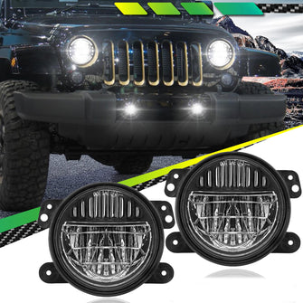 LED Fog Lights for Jeep Wrangler JK TJ LJ 97-18 JL JLU Rubicon Sahara 2018-21