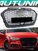 Carbon Fiber Look Front Grill for AUDI A3 8V S3 2017-2020 w/ ACC fg218