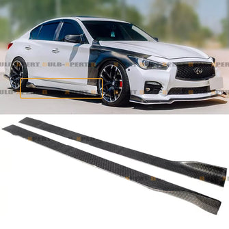 For 2014-2024 Infiniti Q50 Honeycomb Carbon Fiber Side Skirt Extension