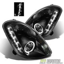 Left+Right Black Headlamps For Infiniti 2003-2004 G35 G35X Sedan LED DRL Halo Projector Headlights