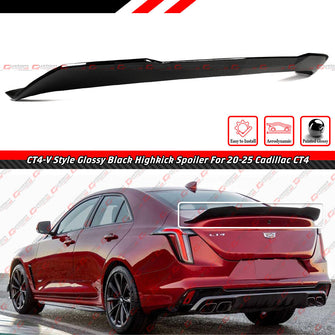 For 2020-2025 Cadillac CT4 V Blackwing Style Gloss Black Highkick Rear Trunk Spoiler Wing