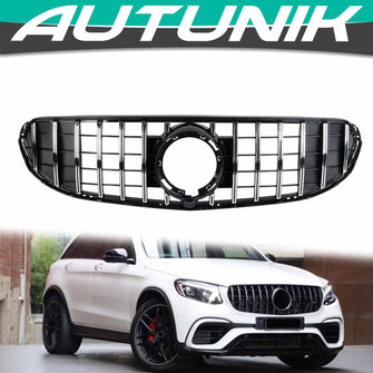 Grille Front Bumper Grill For Mercedes-Benz X253 GLC 2020-2022 Chrome/Black