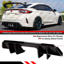 For 2023-2025 Honda Civic Type-R FL5 CTM Gloss Black Shark Fin Rear Bumper Diffuser