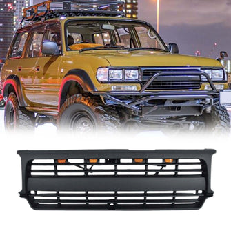 Black Front Mesh Grille W/Light for Toyota Land Crusier Prado LC80 1990-1997