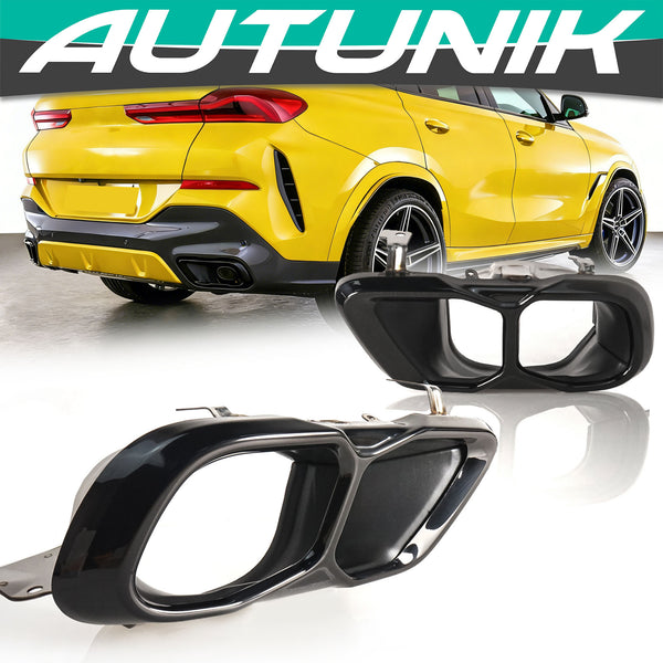 Black Steel Rear Exhaust Pipe Tips For BMW X5 G05 / X6 G06 / X7 G07 – Non M Sport