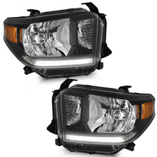 Black Headlights For 2014-2021 Toyota Tundra Pair Left + Right Halogen Front Lamps