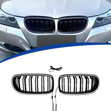For 2009-2011 BMW 3 Series E90 Sedan Gloss Black Front Kidney Grille Bumper Grill w/ LED Light