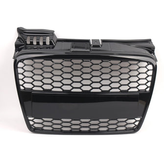 Front Upper Grille RS4 Style Honeycomb Mesh Gloss Black For Audi A4/B7 2005-2008