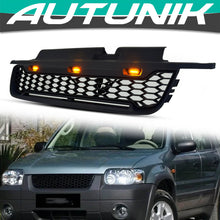 Black Front Bumper Upper Grille w/ LED Lights Fits For 2001-2004 Ford Escape / Kuga