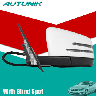 White Mirror w/Blind Spot For 2010-2017 Mercedes W207 C207 E350 E550 E400 Coupe Driver Left Side