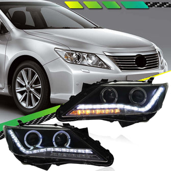 For Toyota Camry 2012-2014 Headlights Assembly Front Headlamp Black Pair