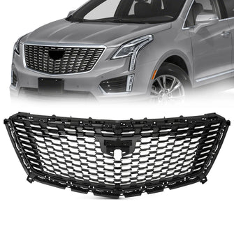 Silver Front Bumper Upper Grille Grill For Cadillac XT5 2016-2024 No Camera