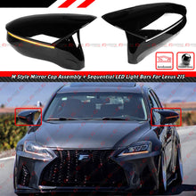 For 2009-2013 Lexus IS250 IS350 ES350 Gloss Black Mirror Cover Caps w/ Sequential LED Turn Signal Lights