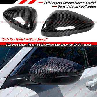 For 2023-2025 Honda Accord Full Carbon Fiber Add On Side Mirror Covers W/ LED Cutout