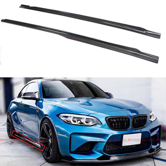 For 2016-2021 BMW F87 M2 M2C Carbon Fiber PSM Style Side Skirt Extension Splitter