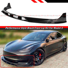 4pc Gloss Black Front Bumper Lip Splitter For 2017-2023 Tesla Model 3