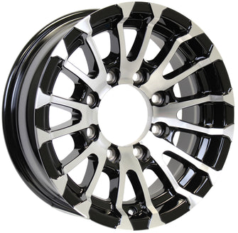 2-Pack 16X6 Aluminum Trailer Wheels 8 Lug 6.5 Avalanche Machined Black Rim