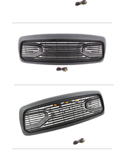 Front Bumper Upper Mesh Grille Middle Grids Matt Black for Dodge RAM 2002-2005