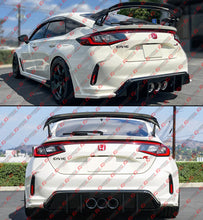 For 2023-2025 Honda Civic Type-R FL5 CTM Gloss Black Shark Fin Rear Bumper Diffuser