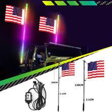 2PCS 3FT RGB Spiral LED Whip Lights Antenna Chase + Flag for ATV UTV