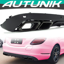 C63 Style Rear Diffuser + Black Exhaust Tips For Mercedes W205 C-Class Base C300 C250 Non-AMG 2015-2021