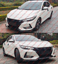 For 2020-2023 Nissan Sentra V2 Gloss Black Front Bumper Lip W/ Grill +Chrome Delete Garnish