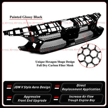 For 2023-2025 Honda Civic Type-R FL5 V Style Front Grill Grille W/ Full Carbon Fiber Mesh