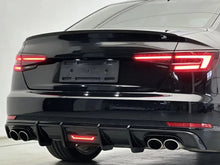 Gloss Black Rear Bumper Diffuser w/ LED Light For Audi A4 S4 B9 S-Line 2017-2019