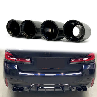 For BMW Universal Black Dual Exhaust Tips 60mm Inlet Muffler Pipes