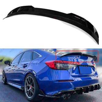 For 2022-2025 Honda Civic Sedan M Style Gloss Black High Kick Trunk Spoiler Wing