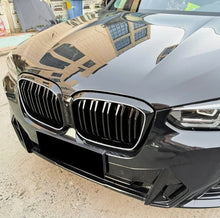 For 2022-2024 BMW X3 X4 G01 G02 W/LED Dual Line Front Kidney Grille Gloss Black