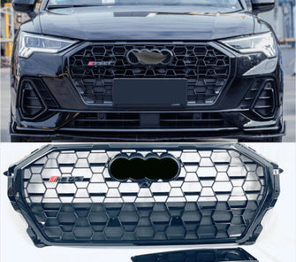 SQ3 Style Front Bumper Grill Honeycomb for AUDI Q3 2019-2024