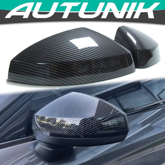Carbon Fiber Look Mirror Cover Caps For AUDI A3 8V S3 RS3 2014-2020 w/ Lane Assist mc67