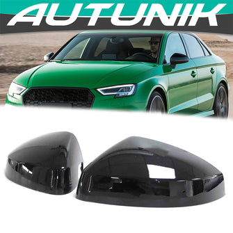 Gloss Black Side Mirror Cover Caps For AUDI A3 8V S3 RS3 With Lane Assist 2013-2020 mc51