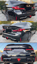 For 2017-2023 BMW G30 5 Series M5 CS Style Gloss Black Rear Bumper Diffuser W/ Red LED