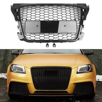 Front Bumper Grille Gloss Black Honeycomb Mesh Grill For Audi A3 S3 8P 2009-2012