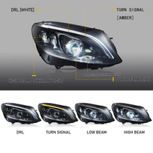Pair LED Headlights For Mercedes C-Class W205 C200 C300 C63 Coupe Convertible 2015-2021 W/ Blue Animation