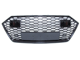 Gloss Black Honeycomb Front Bumper Grille Grill for AUDI A7 S7 2019-2024