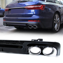 Gloss Black Diffuser & Silver Exhaust Tips For Audi A6 C8 S-Line / S6  Sedan 2019-2025