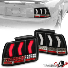 LED Tail Lights w/ Red Tube Black For Ford Mustang Sequential Signal 1999-2004