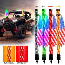 Pair Spiral LED Fat Whip Light Antenna RGB Chasing For Can-am X3 RZR UTV ATV 2FT