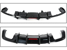 For 2017-2019 Audi A5 S-line S5 B9 Rear Bumper Diffuser Gloss Black w/ LED light