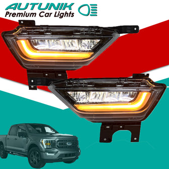 LED DRL Front Bumper Fog Lights with Signal for 2021-2023 Ford F150 XL L+R