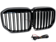 LED Gloss Black Double Slat Car Front Kidney Grill Fits For BMW X7 G07 2019-2022