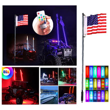 2PCS 3FT RGB Spiral LED Whip Lights Antenna Chase + Flag for ATV UTV