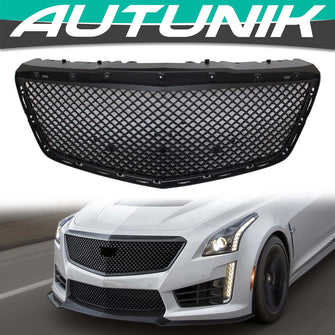 Gloss Black Honeycomb Front Upper Grille for Cadillac CTS Sedan 2014-2019
