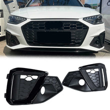 Black Front Fog Light Grill Cover for AUDI A4 B9 Sline S4 2020-2024